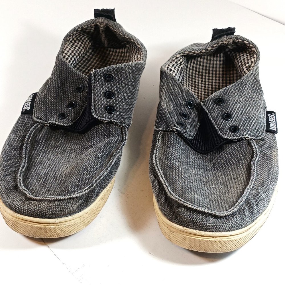 Lukees Gray Canvas Glide Slip On Sneakers Elastic Top No Laces Men's Size 9